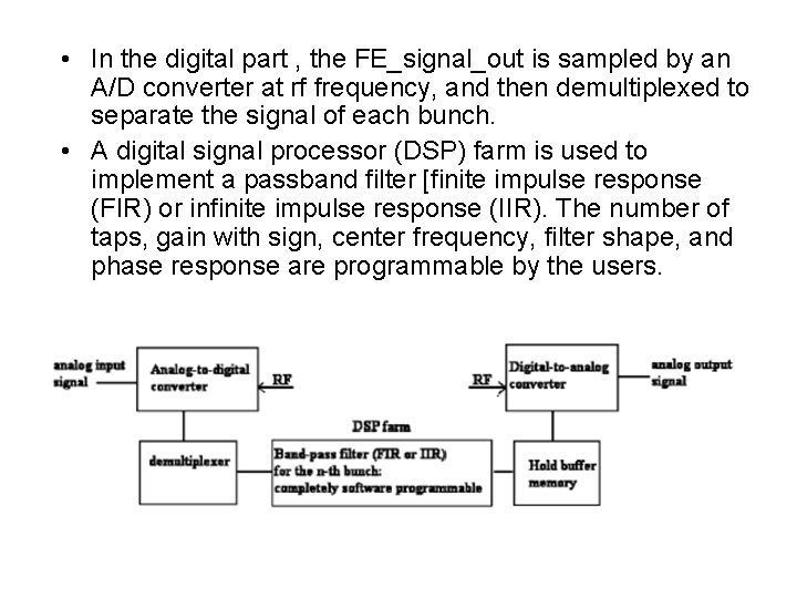  • In the digital part , the FE_signal_out is sampled by an A/D