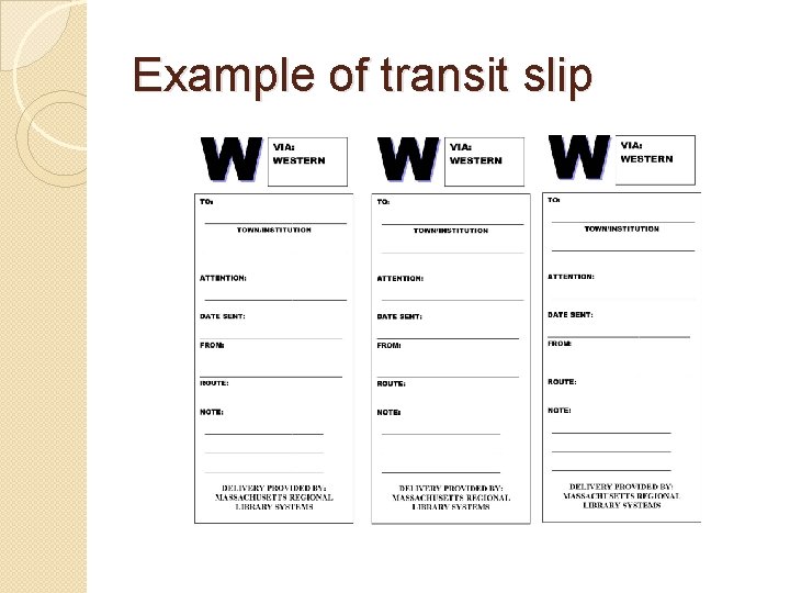 Example of transit slip 