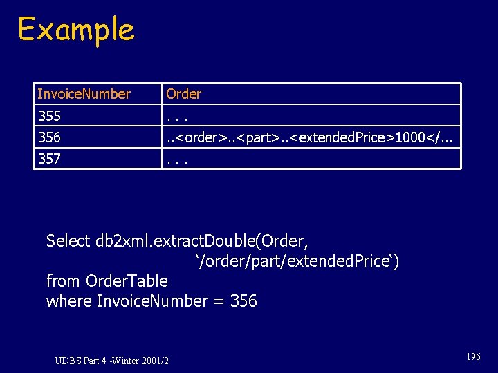 Example Invoice. Number Order 355 . . . 356 . . <order>. . <part>. Example Invoice. Number Order 355 . . . 356 . . <order>. . <part>.