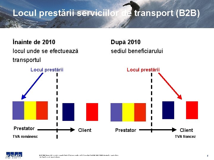 Locul prestării serviciilor de transport (B 2 B) Înainte de 2010 locul unde se