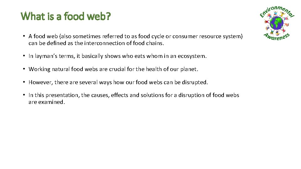 What is a food web? • A food web (also sometimes referred to as