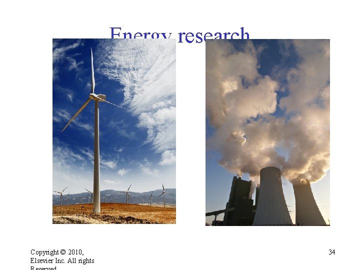 Energy research Copyright © 2010, Elsevier Inc. All rights 34 Energy research Copyright © 2010, Elsevier Inc. All rights 34
