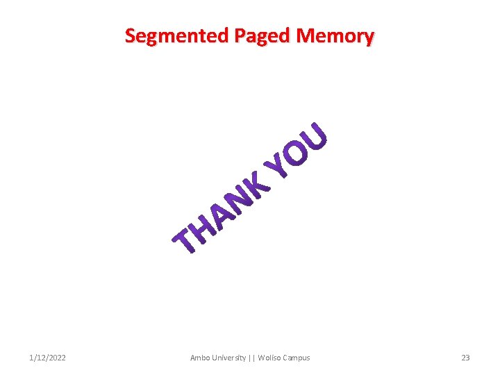 Segmented Paged Memory 1/12/2022 Ambo University || Woliso Campus 23 