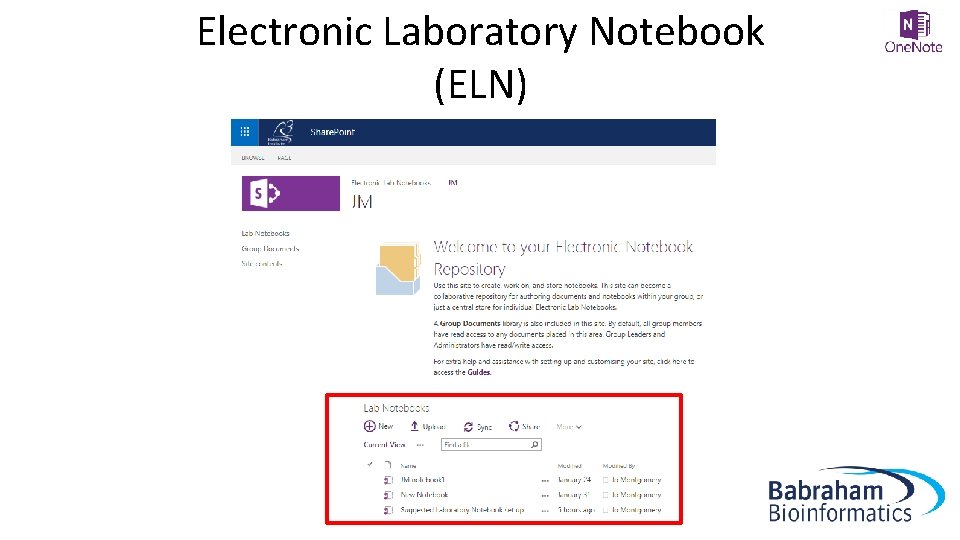 Electronic Laboratory Notebook (ELN) 