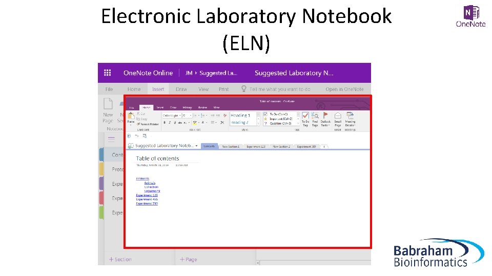 Electronic Laboratory Notebook (ELN) 