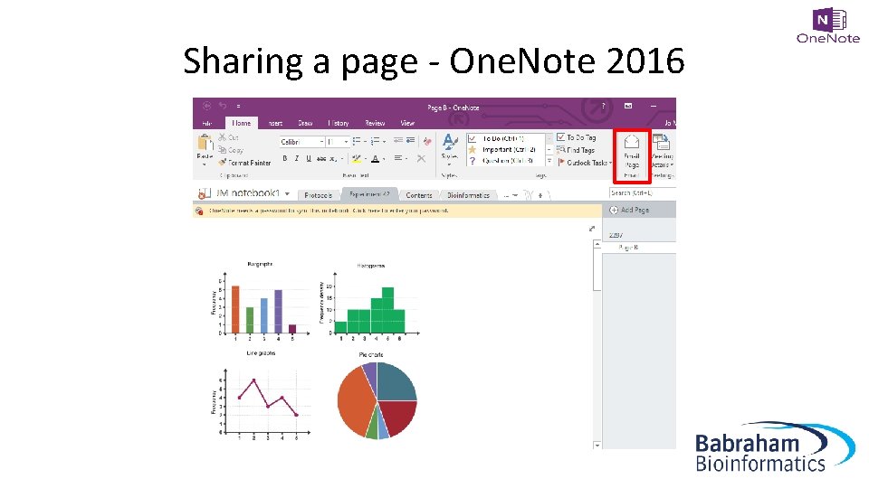 Sharing a page - One. Note 2016 