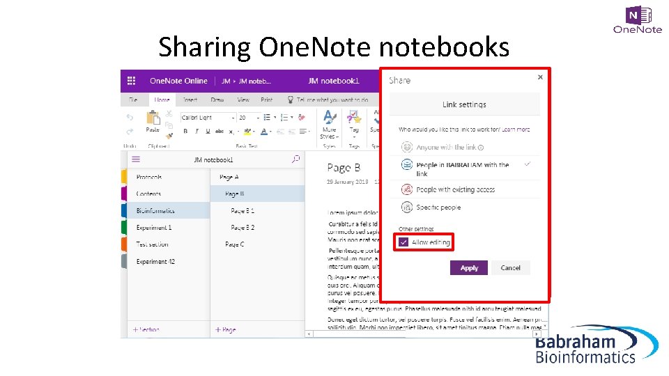 Sharing One. Note notebooks 