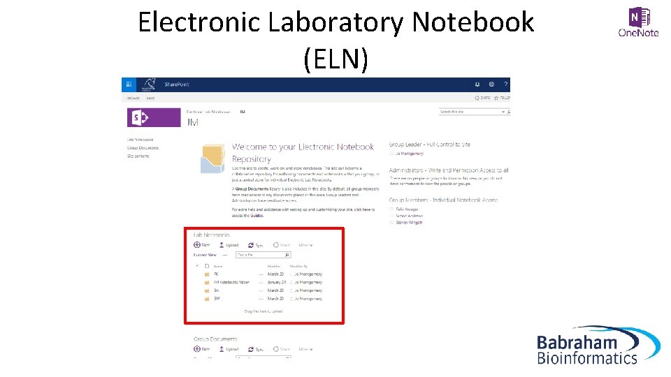 Electronic Laboratory Notebook (ELN) 