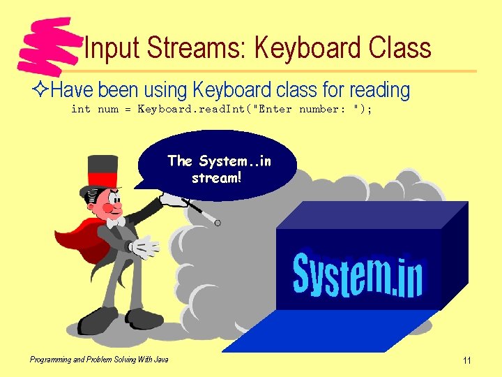 Input Streams: Keyboard Class ²Have been using Keyboard class for reading int num =