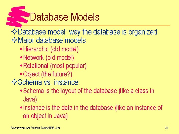 Database Models ²Database model: way the database is organized ²Major database models Hierarchic (old