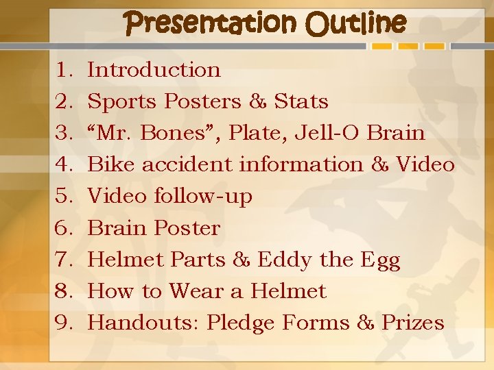 Presentation Outline 1. 2. 3. 4. 5. 6. 7. 8. 9. Introduction Sports Posters
