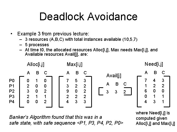Deadlock Avoidance • Example 3 from previous lecture: – 3 resources (A, B, C)