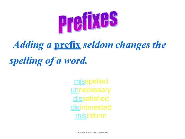 Adding a prefix seldom changes the spelling of a word. misspelled unnecessary dissatisfied disinterested