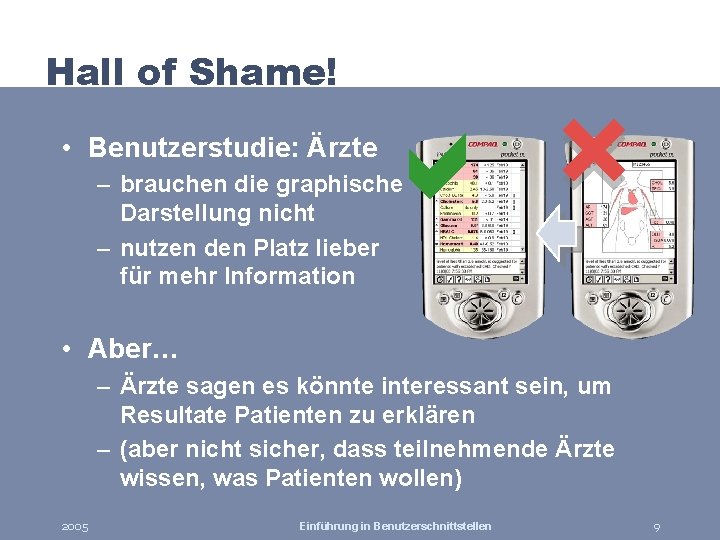 Hall of Shame! • Benutzerstudie: Ärzte – brauchen die graphische Darstellung nicht – nutzen