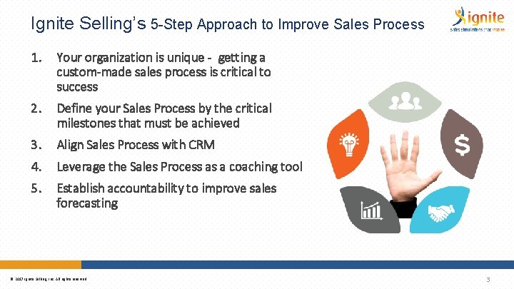 Ignite Selling’s 5 -Step Approach to Improve Sales Process 1. Your organization is unique