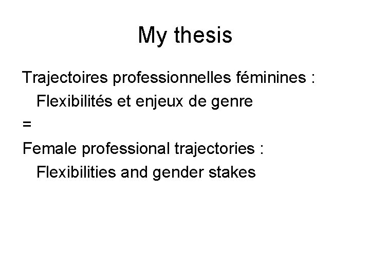 My thesis Trajectoires professionnelles féminines : Flexibilités et enjeux de genre = Female professional