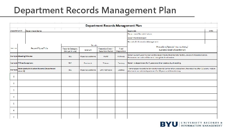 Department Records Management Plan Department Records Management Plan