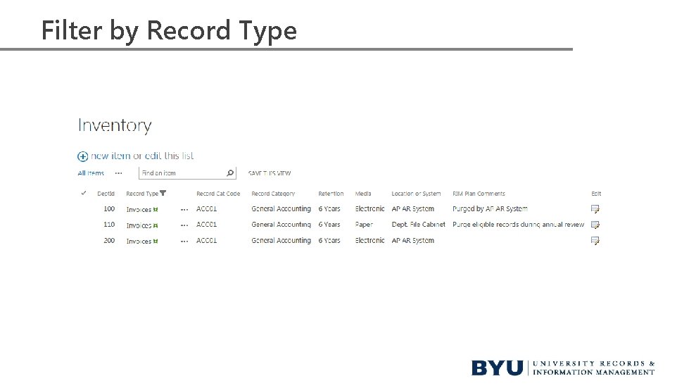 Filter by Record Type Filter by Record Type
