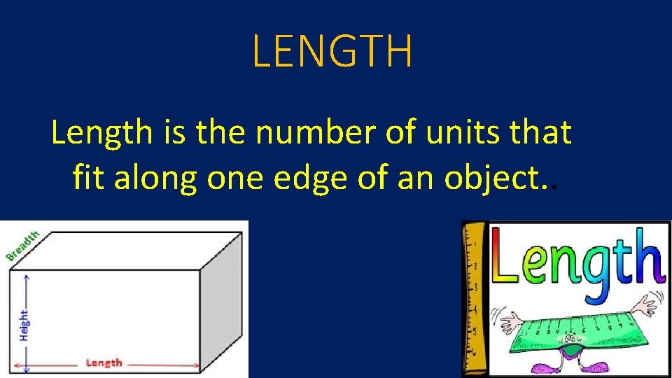 LENGTH Length is the number of units that fit along one edge of an