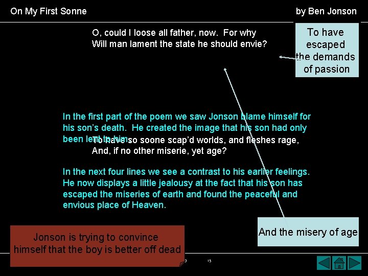 On My First Sonne by Ben Jonson O, could I loose all father, now.