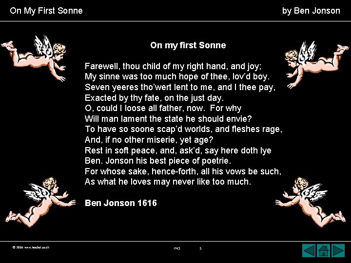 On My First Sonne by Ben Jonson On my first Sonne Farewell, thou child