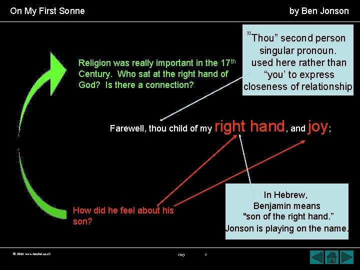 On My First Sonne by Ben Jonson ”Thou” second person Religion was really important