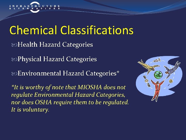 Chemical Classifications Health Hazard Categories Physical Hazard Categories Environmental Hazard Categories* *It is worthy