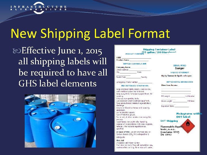 New Shipping Label Format Effective June 1, 2015 all shipping labels will be required