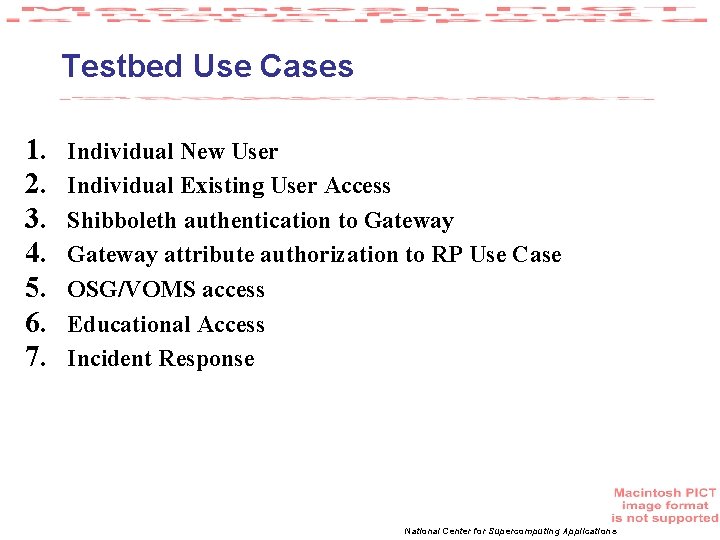 Testbed Use Cases 1. 2. 3. 4. 5. 6. 7. Individual New User Individual