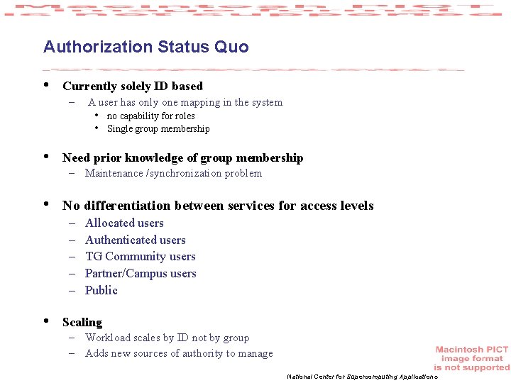 Authorization Status Quo • Currently solely ID based – • A user has only