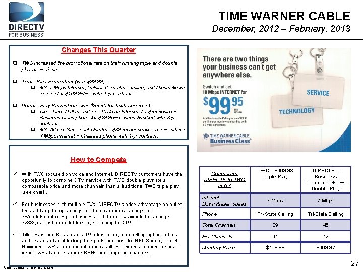 TIME WARNER CABLE December, 2012 – February, 2013 Changes This Quarter q TWC increased