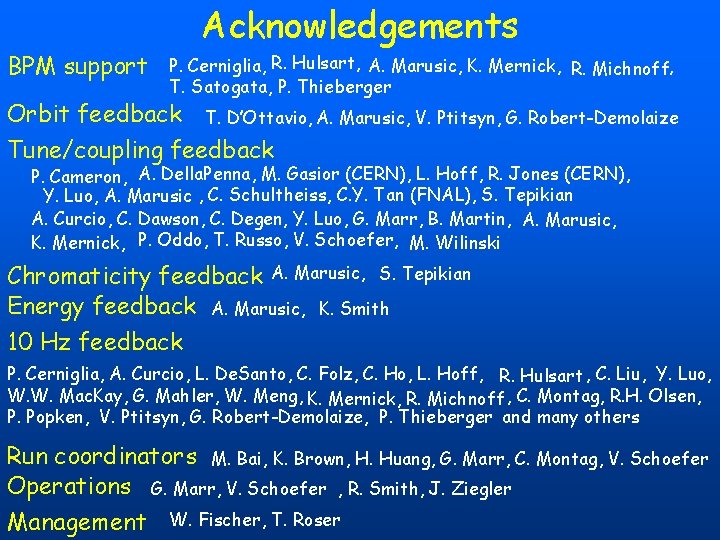 BPM support Acknowledgements P. Cerniglia, R. Hulsart, A. Marusic, K. Mernick, R. Michnoff, T. BPM support Acknowledgements P. Cerniglia, R. Hulsart, A. Marusic, K. Mernick, R. Michnoff, T.