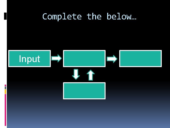 Complete the below… Input 