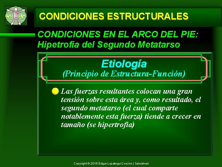 CONDICIONES ESTRUCTURALES CONDICIONES EN EL ARCO DEL PIE: Hipetrofia del Segundo Metatarso Etiología (Principio