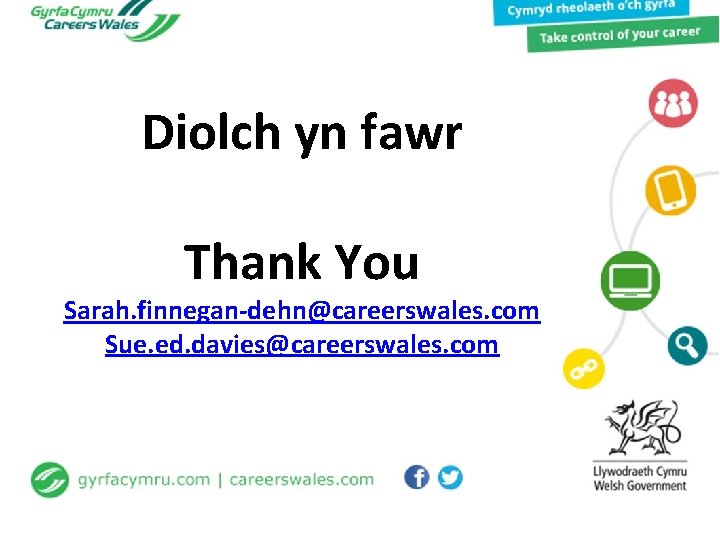 Diolch yn fawr Thank You Sarah. finnegan-dehn@careerswales. com Sue. ed. davies@careerswales. com 