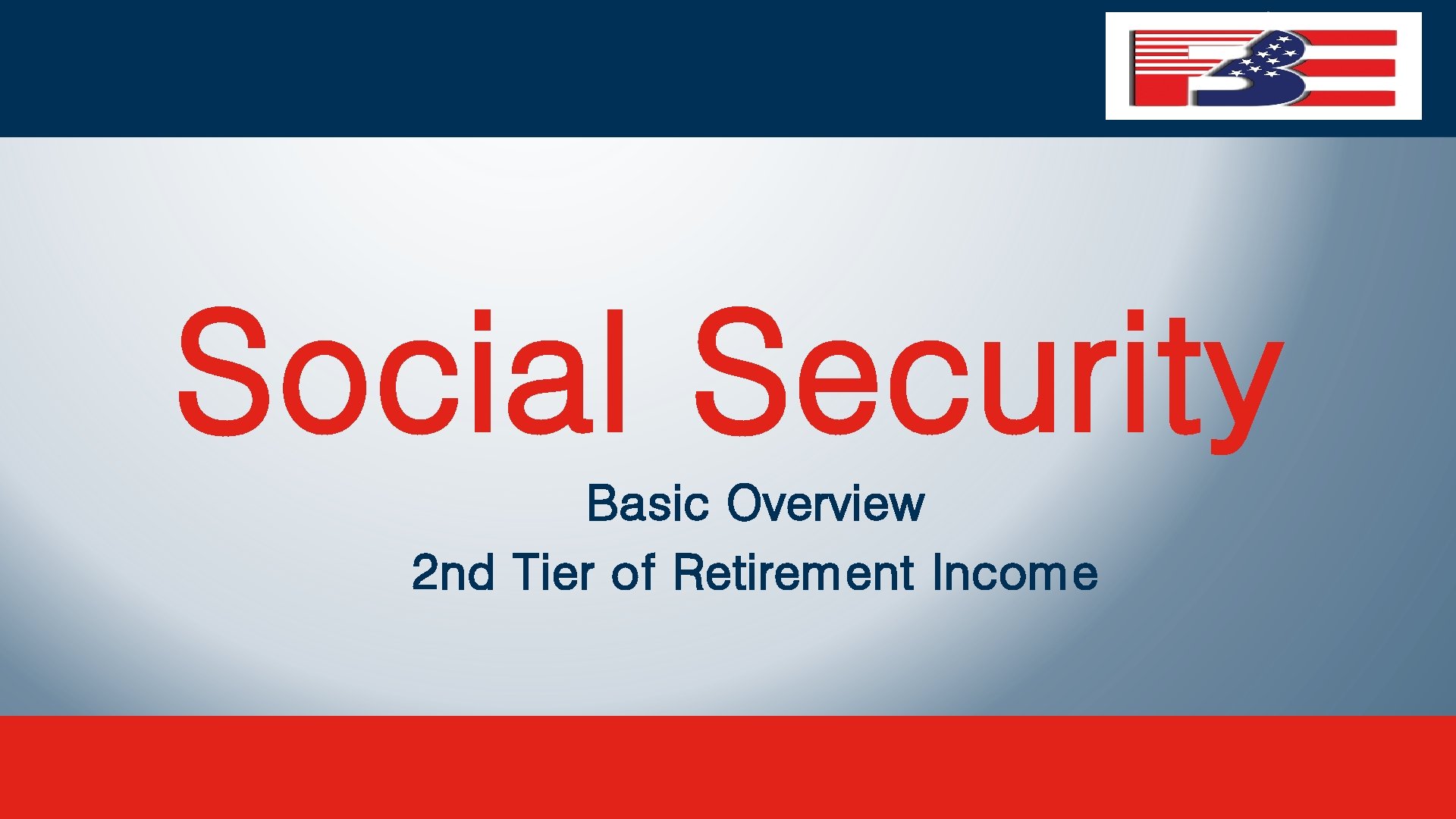 Social Security Basic Overview 2 nd Tier of Retirement Income 