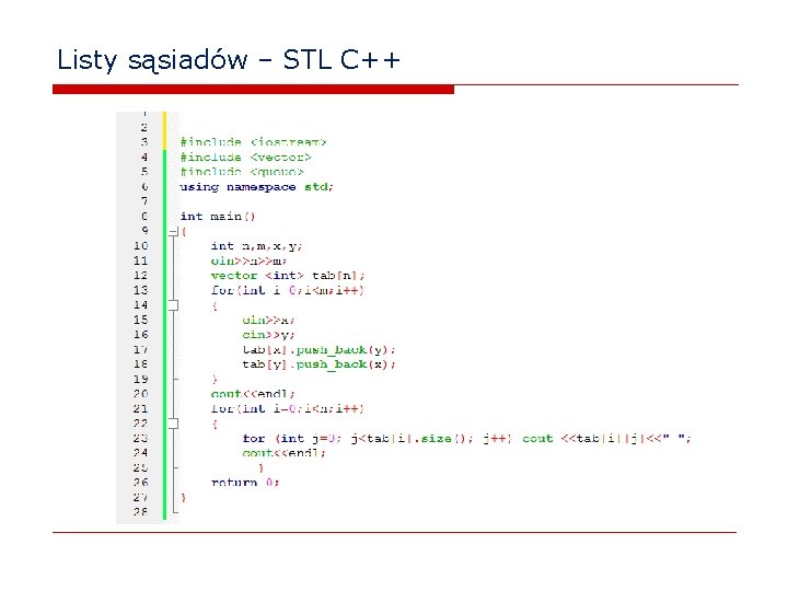 Listy sąsiadów – STL C++ 