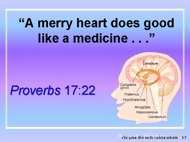 “A merry heart does good like a medicine. . . ” Proverbs 17: 22