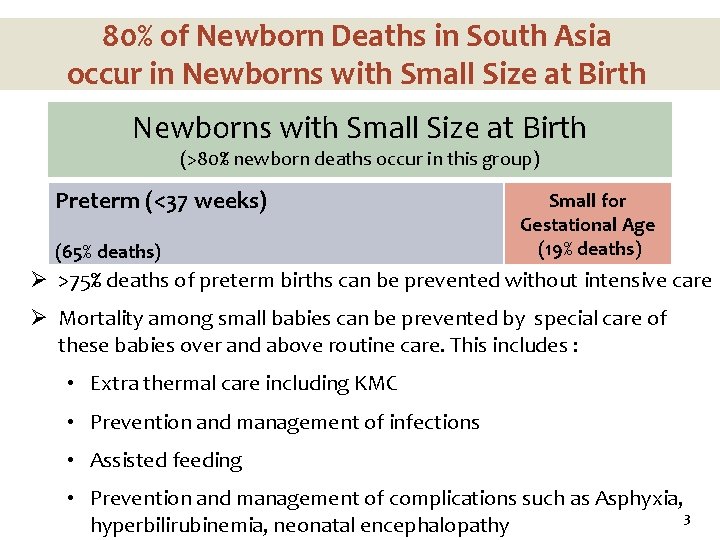 80% of Newborn Deaths in South Asia occur in Newborns with Small Size at
