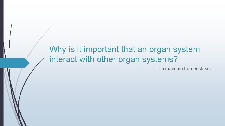 Why is it important that an organ system interact with other organ systems? To