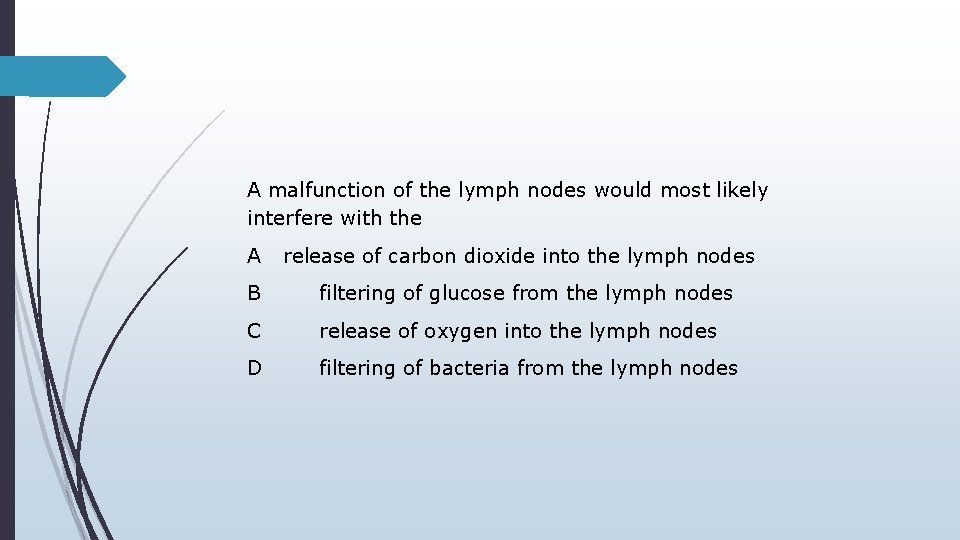 A malfunction of the lymph nodes would most likely interfere with the A release