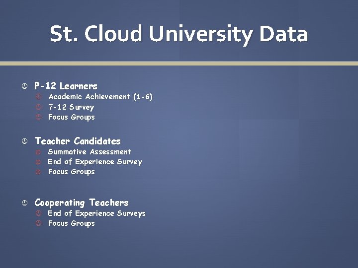 St. Cloud University Data · P-12 Learners · Academic Achievement (1 -6) · 7