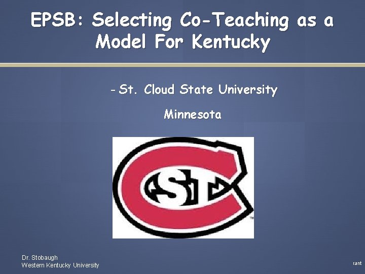 EPSB: Selecting Co-Teaching as a Model For Kentucky – St. Cloud State University Minnesota