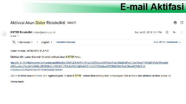 E-mail Aktifasi 