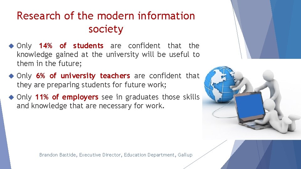 Research of the modern information society Only 14% of students are confident that the