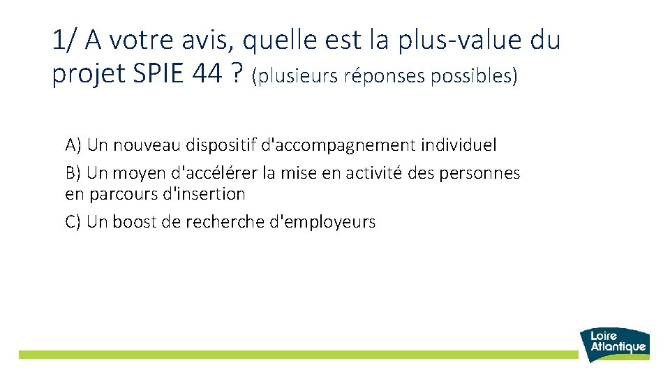 1/ A votre avis, quelle est la plus-value du projet SPIE 44 ? (plusieurs