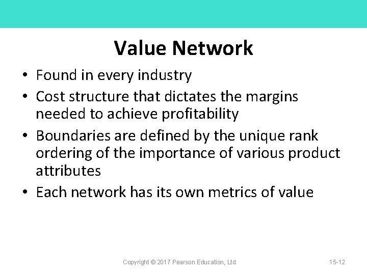 Value Network • Found in every industry • Cost structure that dictates the margins