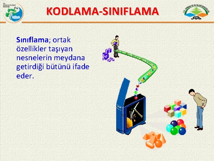 KODLAMA-SINIFLAMA Sınıflama; ortak özellikler taşıyan nesnelerin meydana getirdiği bütünü ifade eder. 