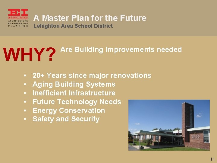 A Master Plan for the Future Lehighton Area School District WHY? • • •