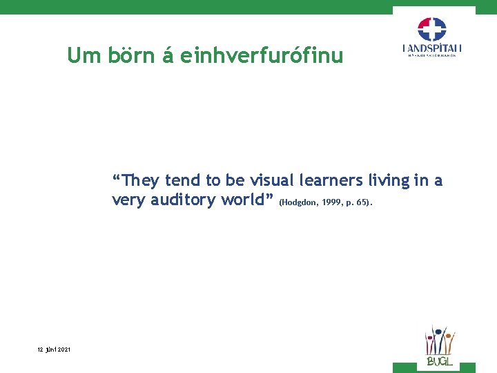 Um börn á einhverfurófinu “They tend to be visual learners living in a very